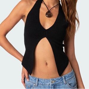 Edikted Black Halter Crop Top